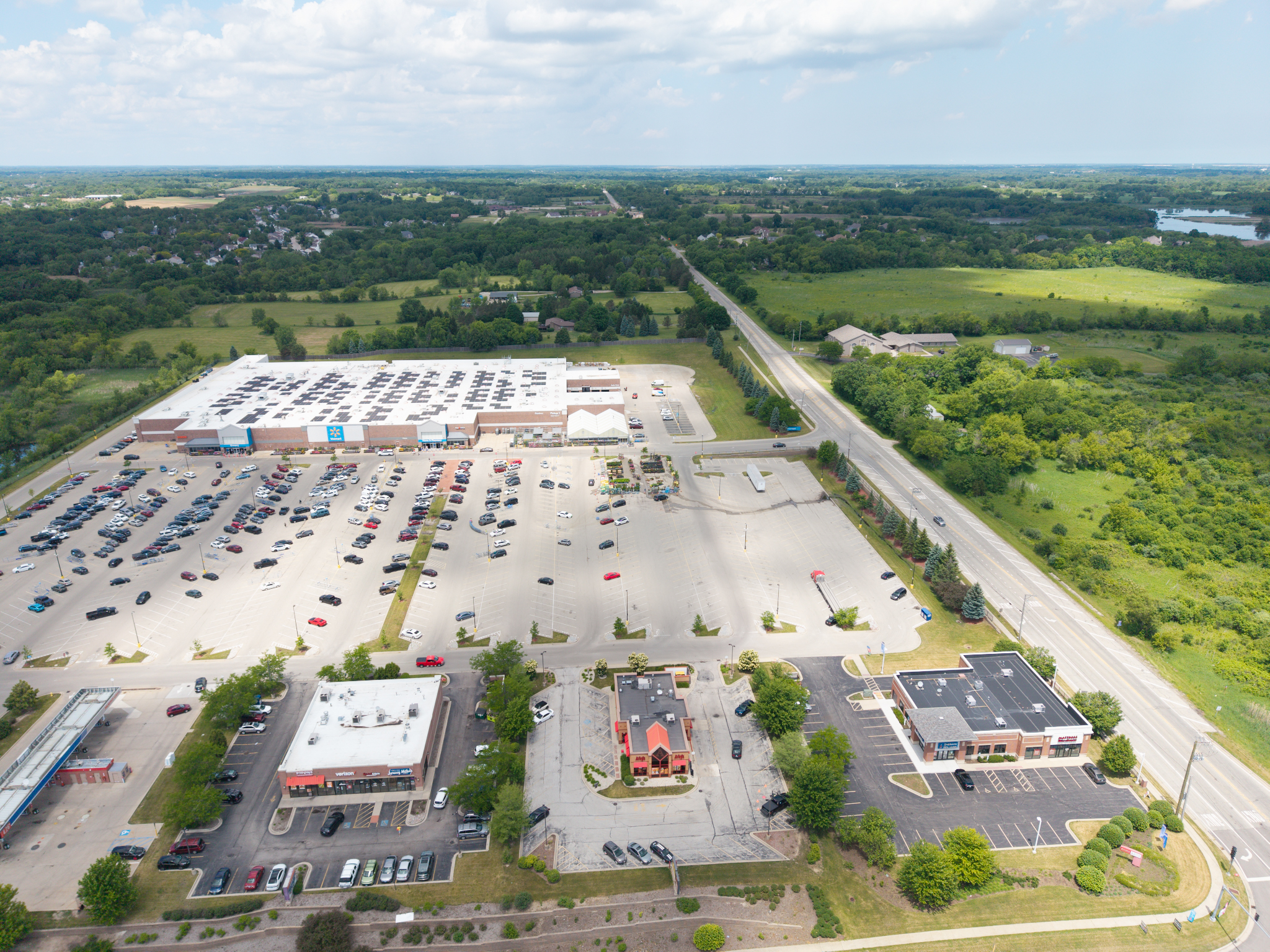 Commercial property aerial view