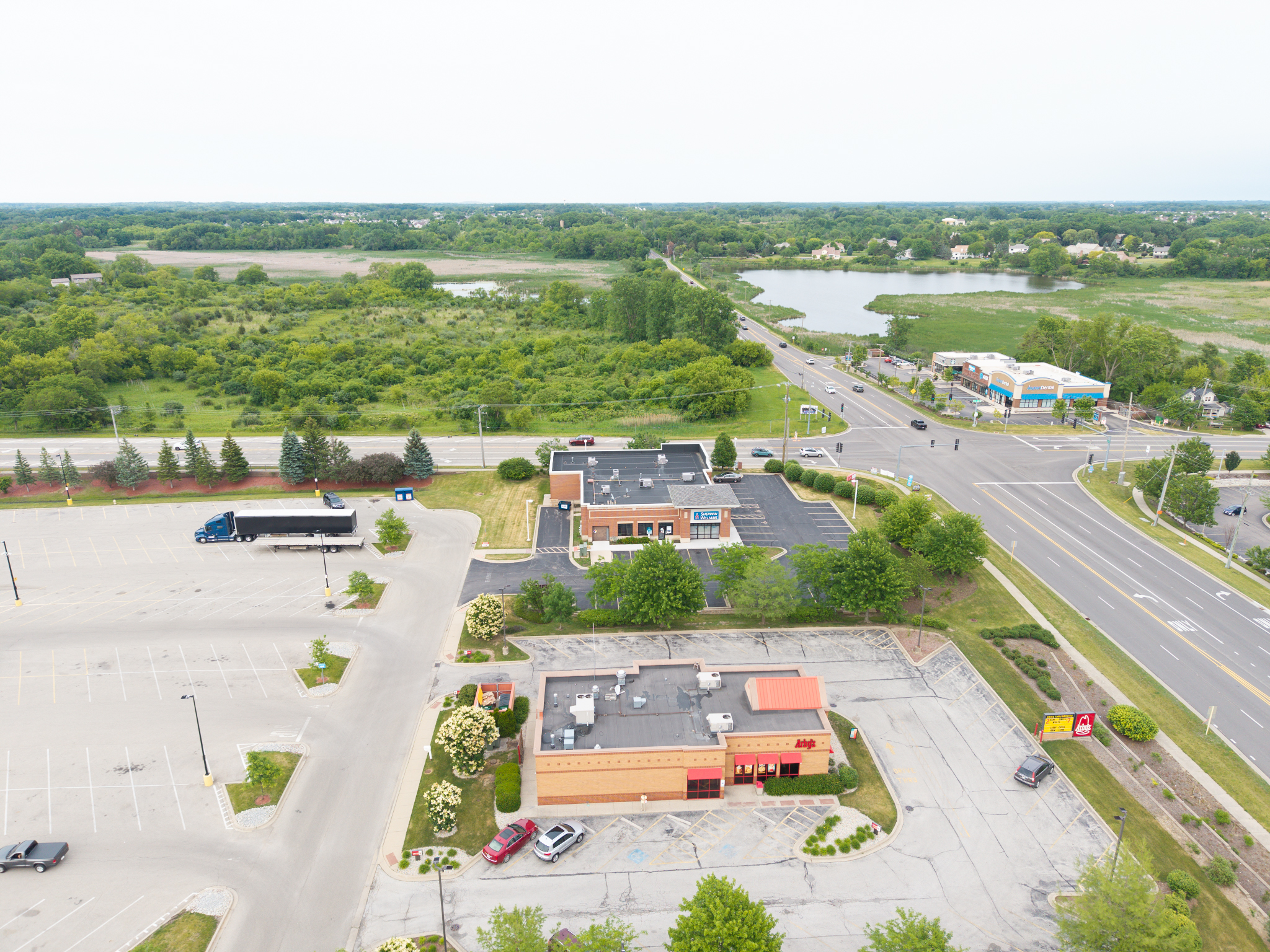 Commercial property aerial view