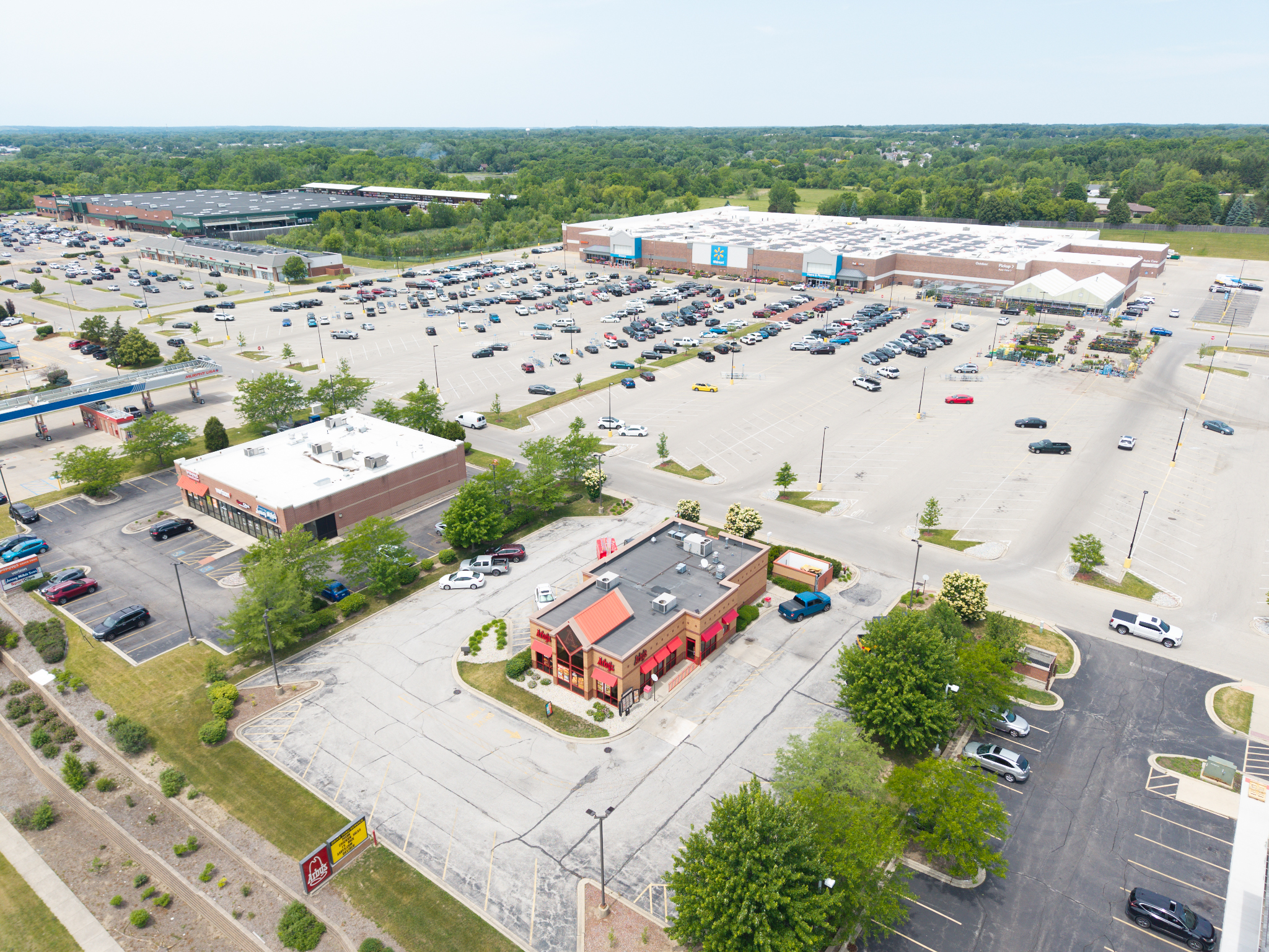 Commercial property aerial view